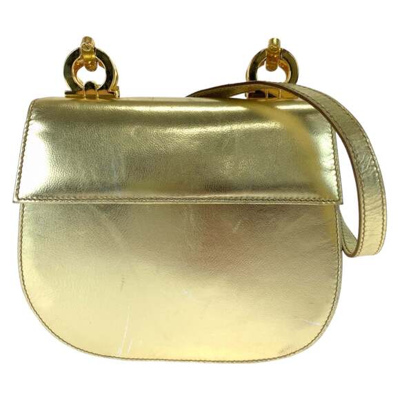 SALVATORE FERRAGAMO Handbags - Salvatore Ferragamo Vintage Gancini Gold Leather Shoulder Bag P213151 for Women